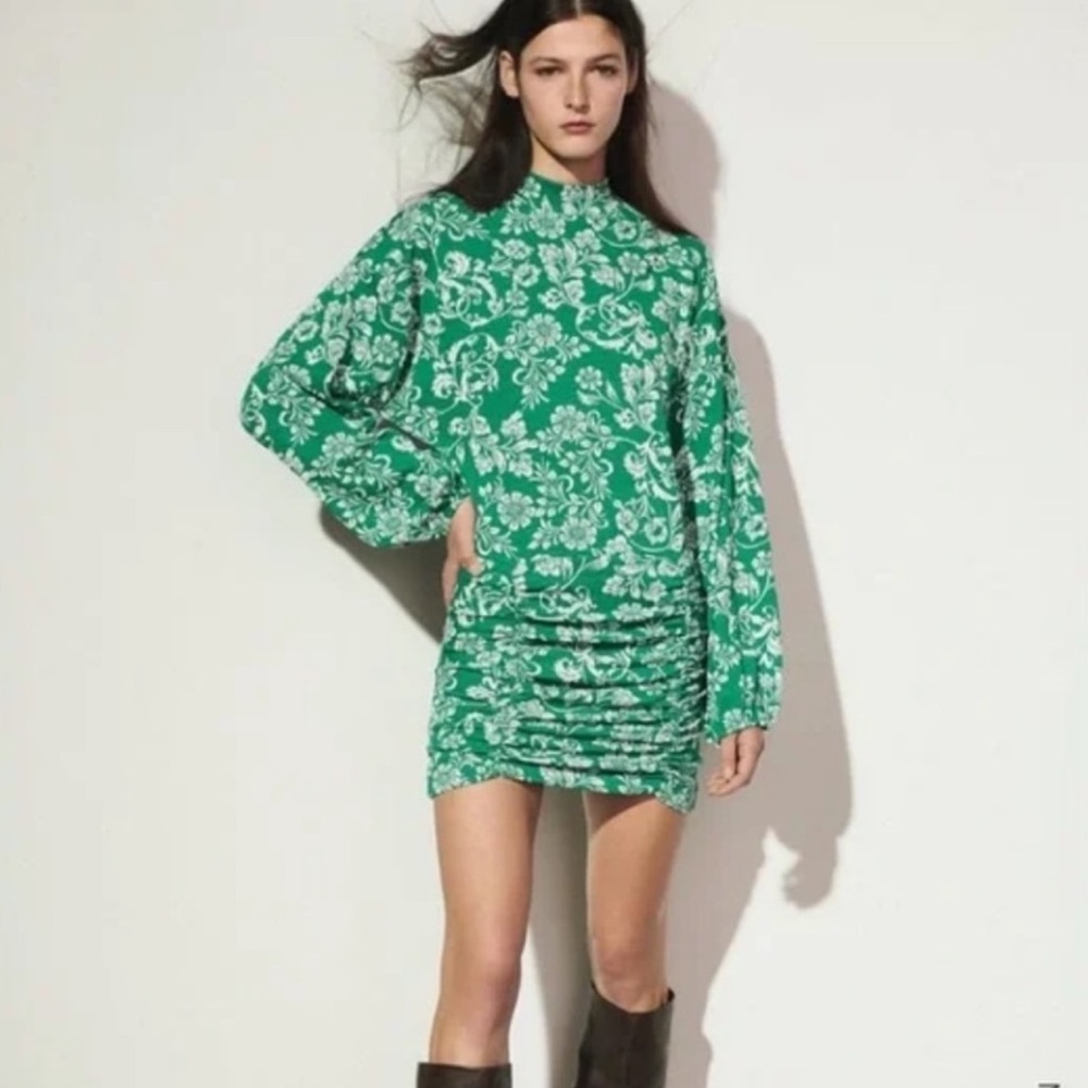 Zara Balloon Sleeve Dress Jacquard Dress